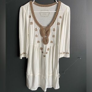 Peruvian Connection cream knit and embroidery knit dress. Super soft
